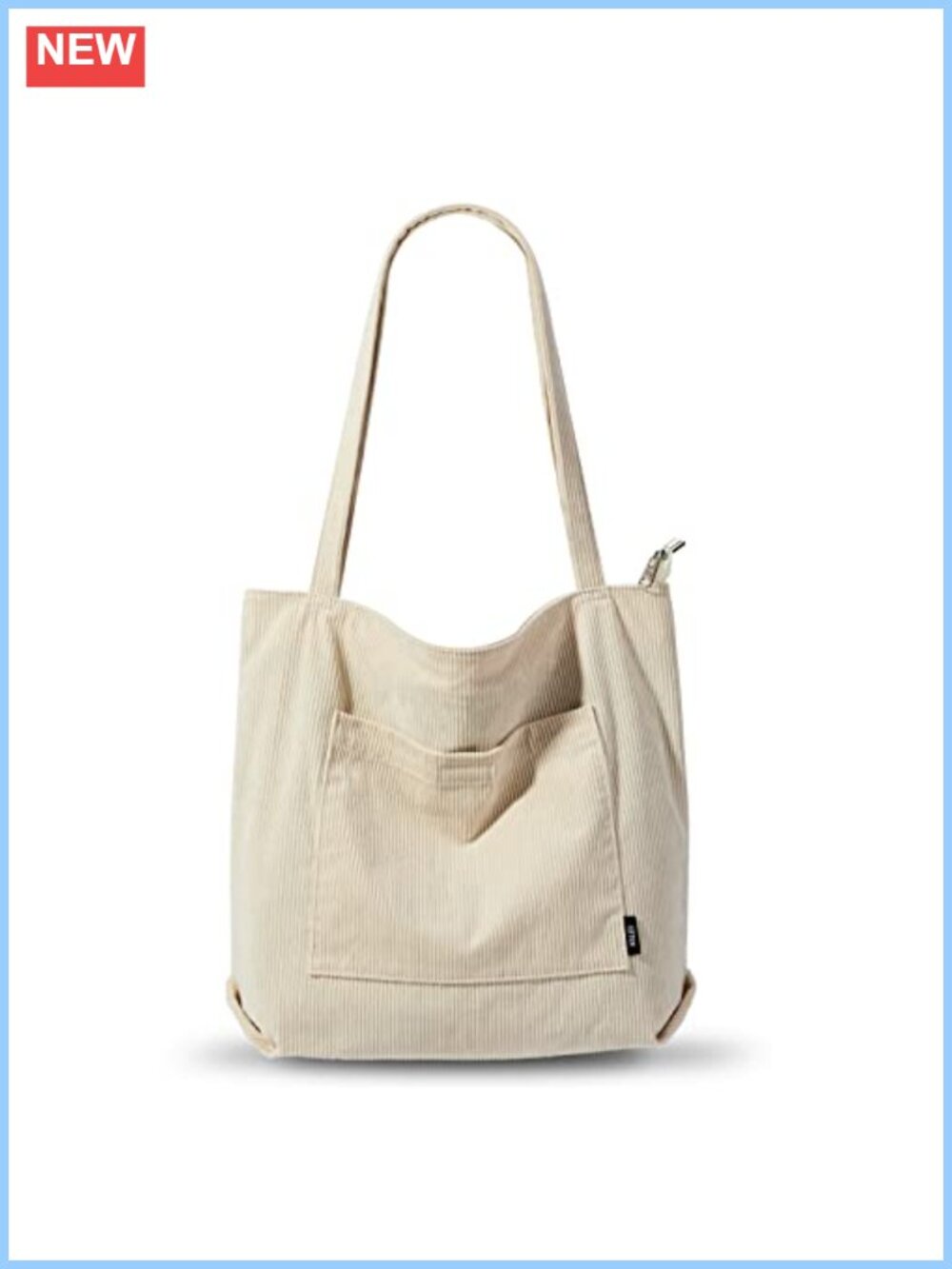 Large Corduroy Tote Bag with Pockets Shoulder Purse Laptop Work Travel